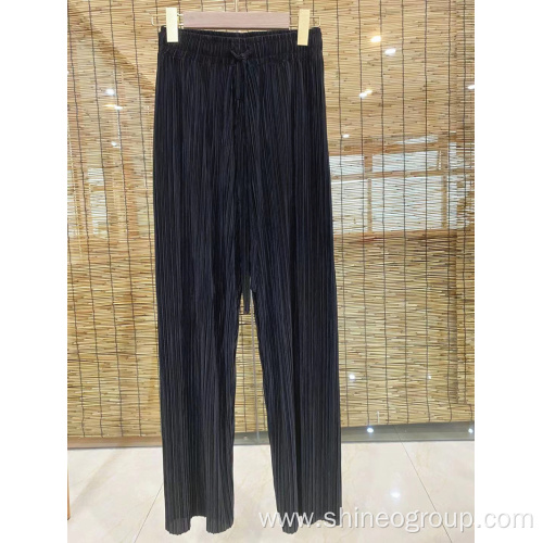 Knitted Stripe Polyester Metallic Lurex Pants